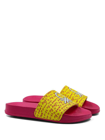 Benetton Slippers roze/geel