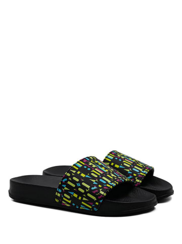 Benetton Pantoletten in Schwarz/ Bunt