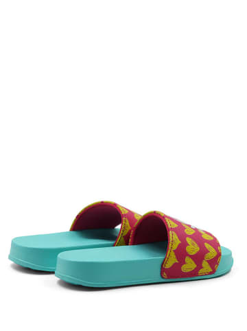 Benetton Slippers turquoise/roze/geel