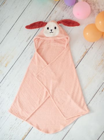Crochetts Kapuzenbadetuch "Kaninchen" in Rosa - (L)120 x (B)110 cm