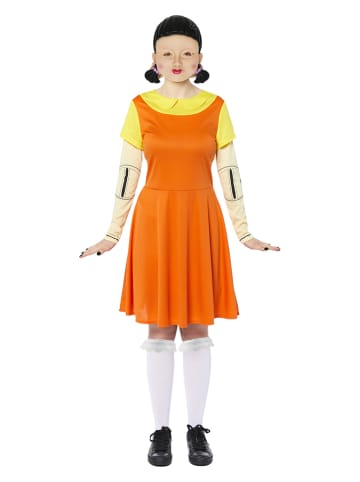 amscan 3-częściowy kostium "Squid Game Puppe Deluxe" w kolorze pomarańczowym