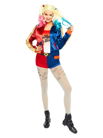 amscan 3-delig kostuum "Harley Quinn" rood/blauw