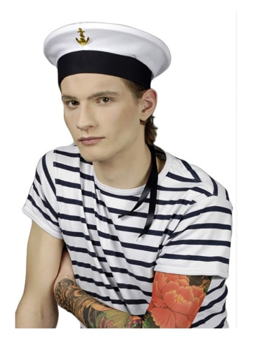 CHAKS Hoed "Sailor" wit/zwart