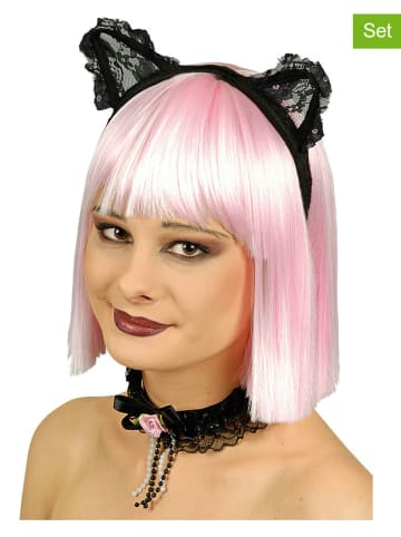 CHAKS 2-delige kostuumaccessoireset "Kitten" zwart