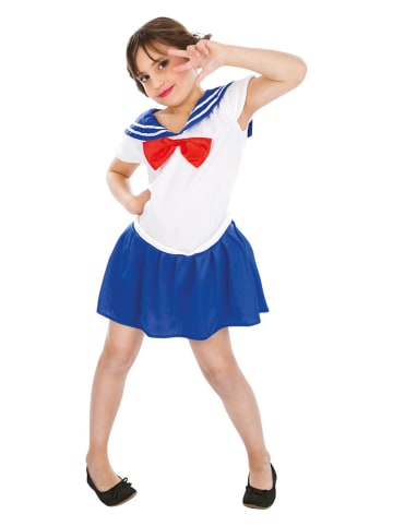 CHAKS Sukienka kostiumowa "Miss Sailor" w kolorze niebiesko-białym