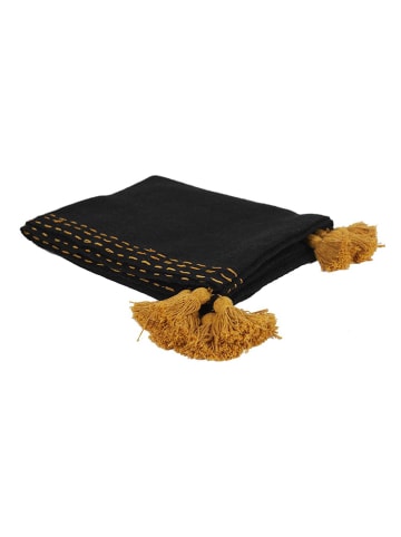 Ethnical Life Plaid zwart/okergeel - (L)150 x (B)130 cm