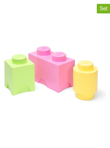 LEGO 3-delige set: opbergboxen "Brick" roze/groen/geel