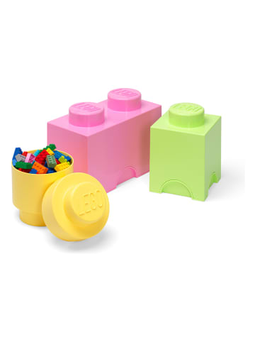 LEGO 3-delige set: opbergboxen "Brick" roze/groen/geel