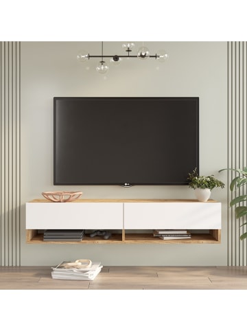 Scandinavia Concept TV-meubel wit/eikenkleurig - (B)140 x (H)29 x (D)31,5 cm