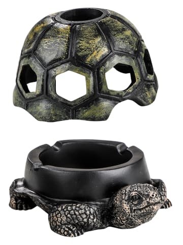 Profiline Asbak "Turtle" groen/zwart - (B)18 x (H)14 x (D)11 cm
