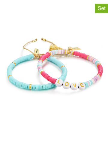 Yokoamii 2er-Set: Armbänder in Türkis/ Pink