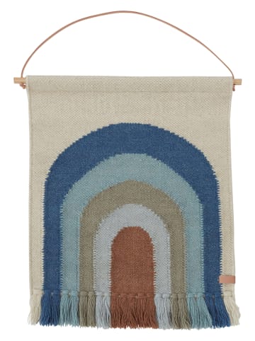 OYOY mini Wełniany dywan ścienny w kolorze kremowo-niebieskim - 55 x 69 cm