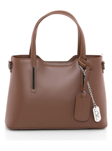 Anna Morellini Leder-Henkeltasche "Dalila" in Hellbraun - (B)28 x (H)22 x (T)8 cm