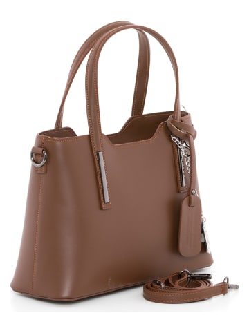 Anna Morellini Leder-Henkeltasche "Dalila" in Hellbraun - (B)28 x (H)22 x (T)8 cm