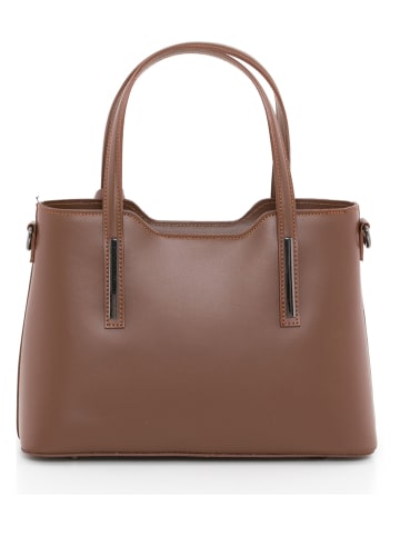 Anna Morellini Leder-Henkeltasche "Dalila" in Hellbraun - (B)28 x (H)22 x (T)8 cm