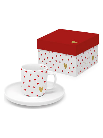 ppd Espressotasse "Little Hearts" in Rot/ Weiß - 100 ml