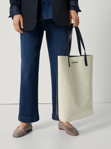 Someday Shopper bag "Barnis" navy blue and cream - 33 x 41 x 9 cm