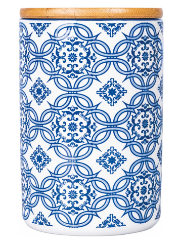 Villa d´Este Pojemnik w kolorze niebiesko-białym - wys. 16 x Ø 10 cm