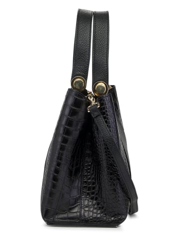 ORE10 Leren handtas "Lusan" zwart - (B)29 x (H)25 x (D)13 cm