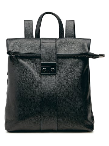 ORE10 Skórzany plecak "Estro" w kolorze czarnym - 33 x 38 x 14 cm