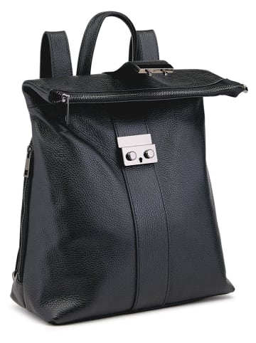 ORE10 Skórzany plecak "Estro" w kolorze czarnym - 33 x 38 x 14 cm