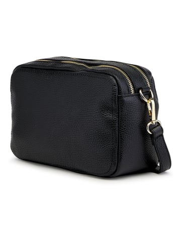 ORE10 Leren schoudertas "Aliser" zwart - (B)28 x (H)24 x (D)18 cm