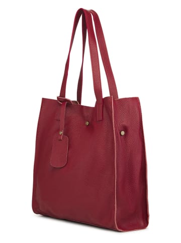 ORE10 Leren schoudertas "Ortega" rood - (B)33 x (H)38 x (D)15 cm