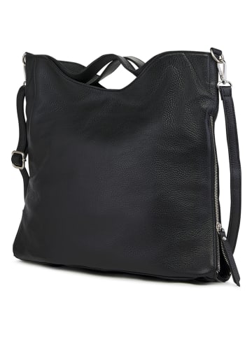 ORE10 Leder-Henkeltasche "Molin" in Schwarz - (B)39 x (H)33 x (T)13 cm