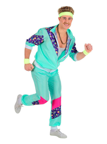 Carnival Party 2-delig kostuum "80's Trainingspak" turquoise