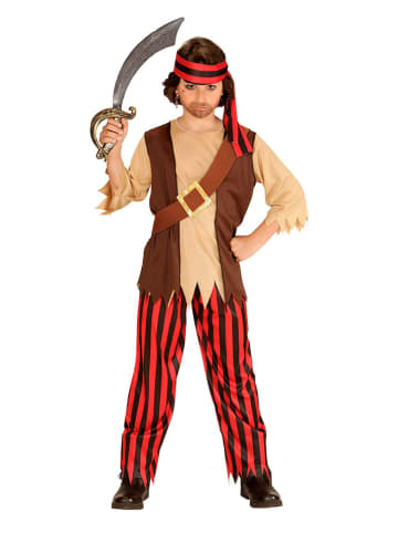 Carnival Party 3-delig kostuum "Piraat" lichtbruin/beige/rood