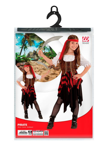 Carnival Party 3tlg. Kostüm "Pirat" in Braun/ Rot/ Schwarz