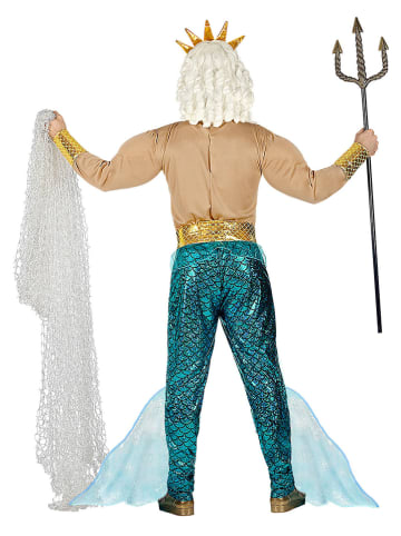 Carnival Party 5tlg. Kostüm "Poseidon" in Beige/ Türkis