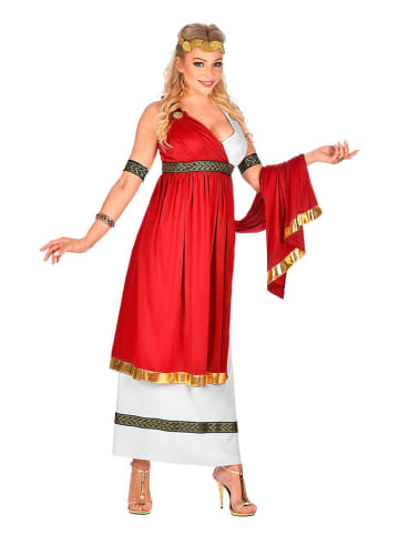 Carnival Party 4-delig kostuum "Romeinse keizerin" rood/wit