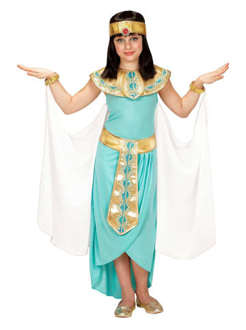 Carnival Party 5-delig kostuum "Egyptische Koningin" turquoise/goudkleurig
