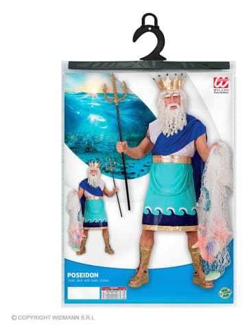 Carnival Party 3-delig kostuum "Poseidon" blauw/turquoise/wit