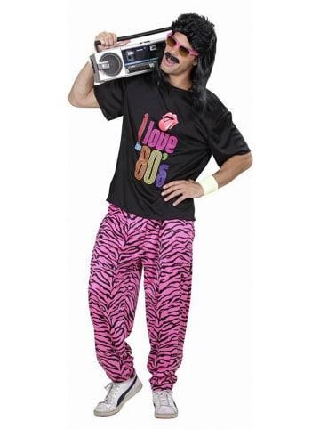 Carnival Party 2-delig kostuum "Fashion jaren 80" roze/zwart