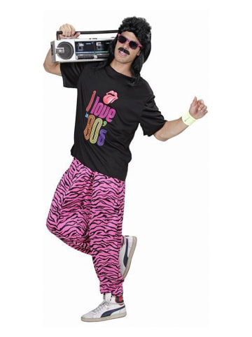 Carnival Party 2-delige kostuum "Jaren 80 Fashion" zwart/lichtroze