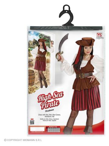 Carnival Party 5-delig kostuum "Piraat" bruin/rood/wit