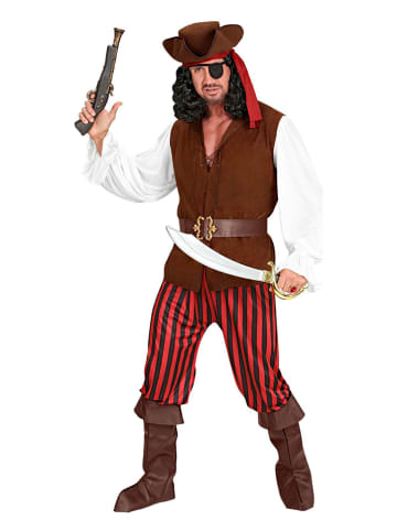 Carnival Party 7-częściowy kostium "Pirat" w kolorze brązowo-czerwono-białym
