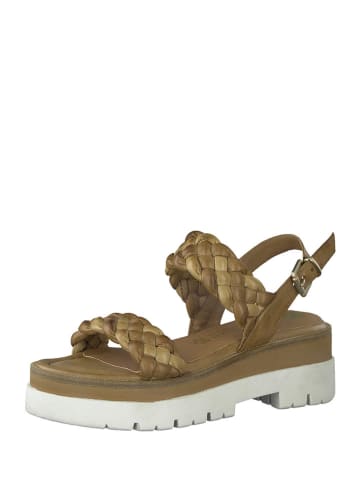 Marco Tozzi Skórzane sandały w kolorze jasnobrązowym