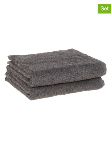 avance 2-delige set: handdoeken antraciet - (L)100 x (B)50 cm