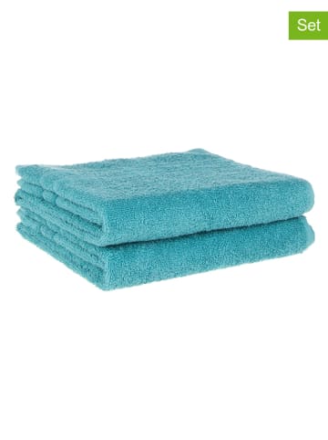 avance 2-delige set: handdoeken blauw - (L)100 x (B)50 cm