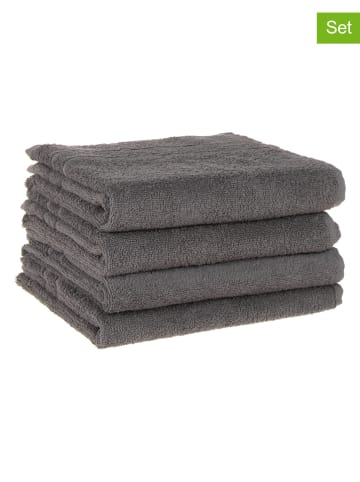 avance 4-delige set: handdoeken antraciet - (L)100 x (B)50 cm
