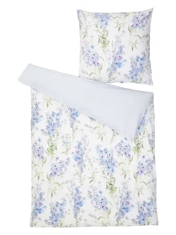 avance Perkal beddengoedset wit/blauw