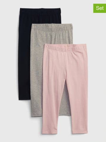 GAP 3er-Set: Leggings in Dunkelblau/ Rosa/ Hellgrau