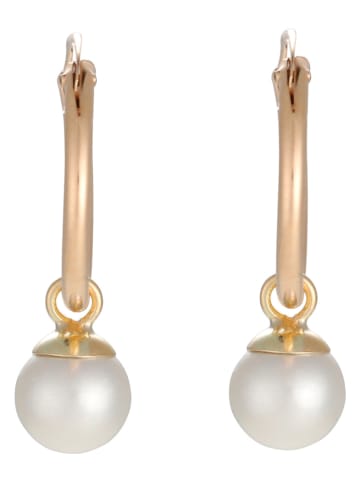 L instant d Or Złote kolczyki-kreole "Isla Perla" z perłami
