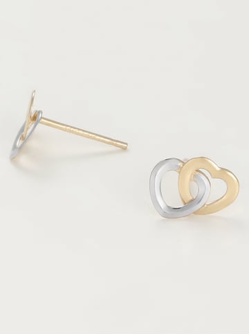 OR ÉCLAT Gold-/ Weißgold-Ohrstecker "Petits Coeurs"