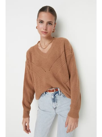 trendyol Sweter w kolorze ciemnobeżowym