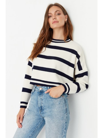 trendyol Pullover in Weiß/ Dunkelblau