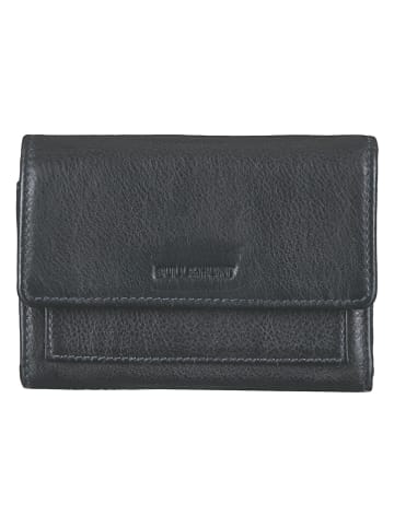 BULL & HUNT Leren portemonnee "Midi flap wallet" zwart - (B)14 x (H)10,5 x (D)2,5 cm